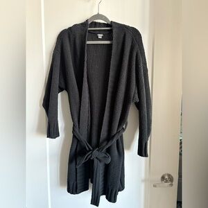 Aerie Chenille Black Knit wrap sweater